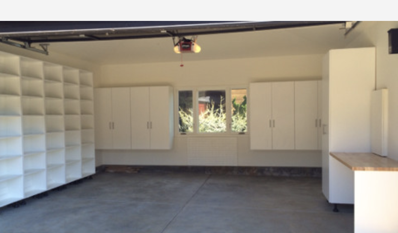 Sausalito garage transformation with custom designed cabinetry